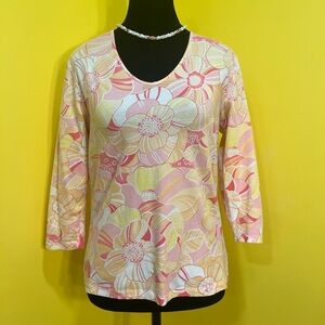Talbots Petites Floral Blouse Size Small